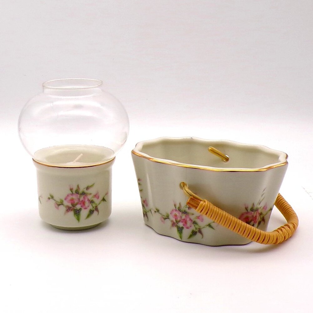 Vintage 80s Russ Ceramic Candleholder and Basket - Picture 2 of 14